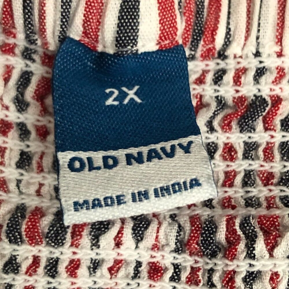 Old Navy Red Blue White Striped Smocked Babydoll Top Women's size 2X - Picture 3 of 9